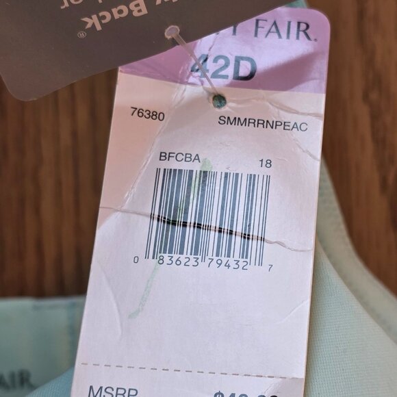 Vanity Fair Womens Beauty Back Full Figure Underwire Bra 42D Summer Mint - Picture 4 of 7